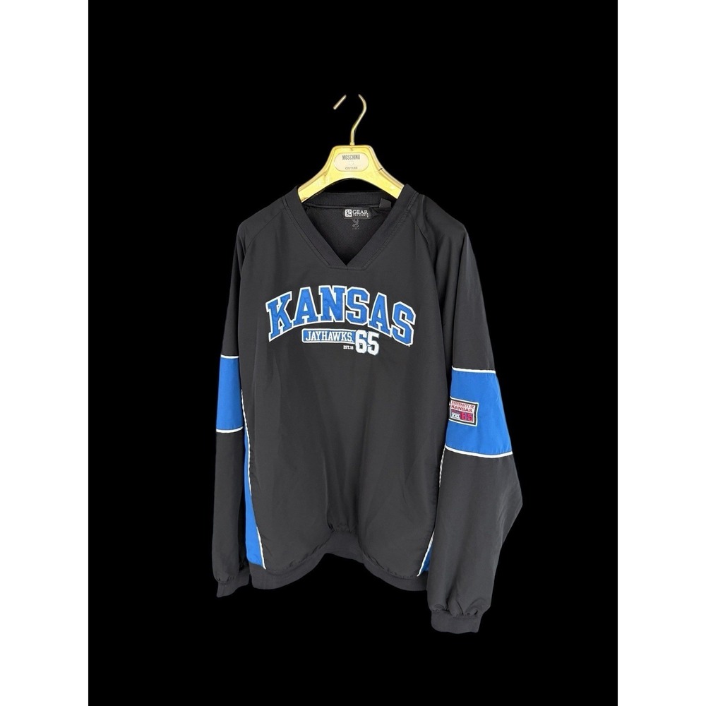Vintage Kansas Jayhawks Jacket‎ Mens XXL Windbreaker Pullover Gear NCAA 90s